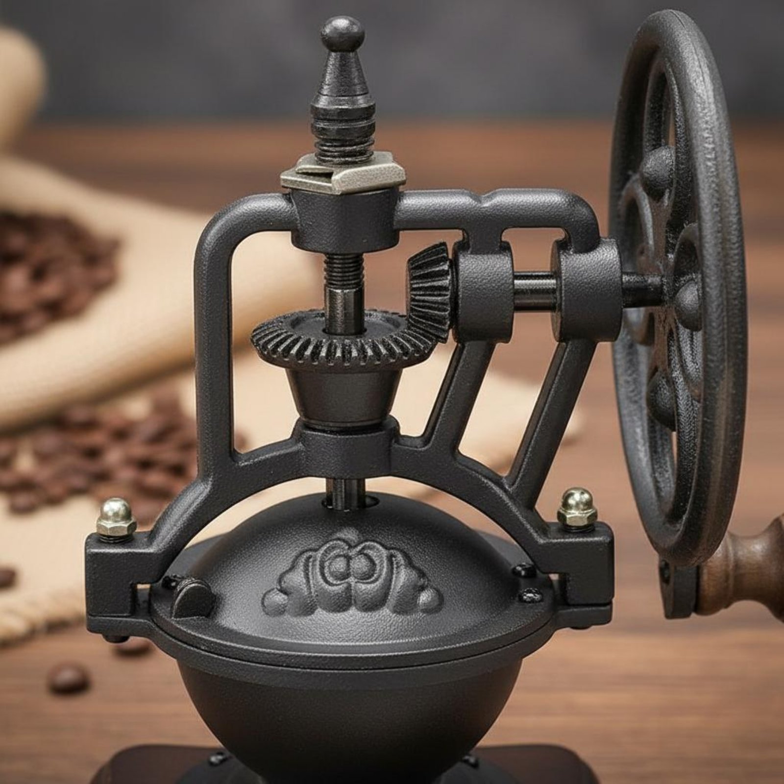 Kitchen Gadgets Vintage - Manual Amusement Wheel Coffee Grinder Cast