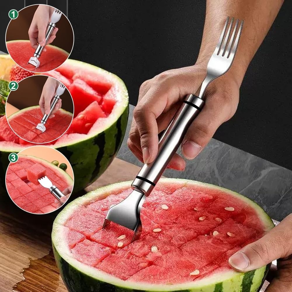 Kitchen Gadgets Home Party - 2-In-1 Stainless Steel Fruit Cutter Watermelon
