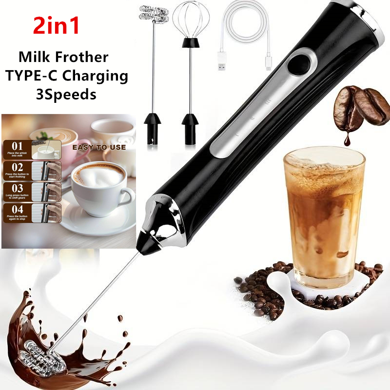 Kitchen Gadgets Must Have - Wireless Electric Milk Frother Foamer And